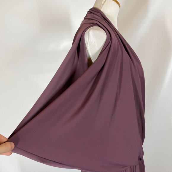 Talbots Size XLP Purple Stretchy Jersey Knit Dress Draped Sleeveless - Picture 4 of 8